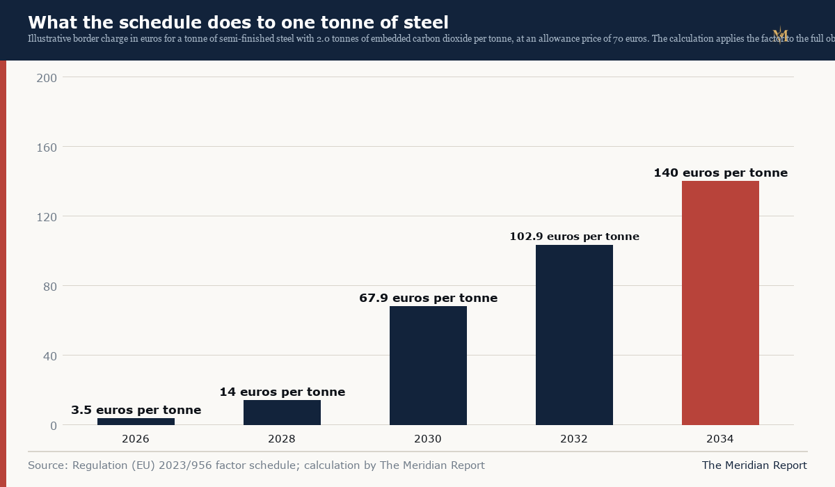 The illustrative charge on a tonne of steel across the phase-in